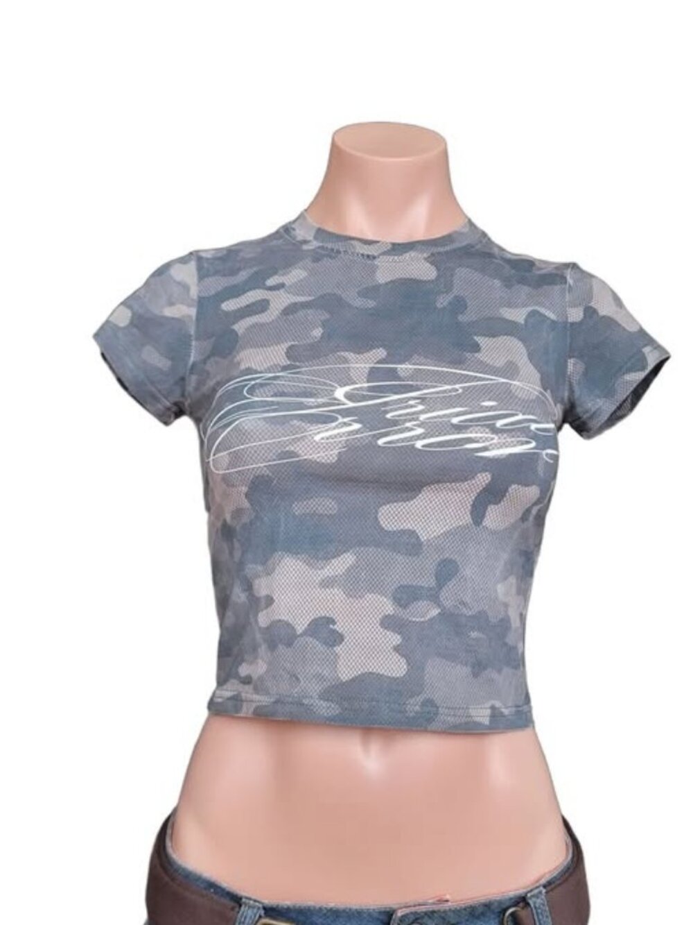 Camo Lettering Cropped Top (XS)